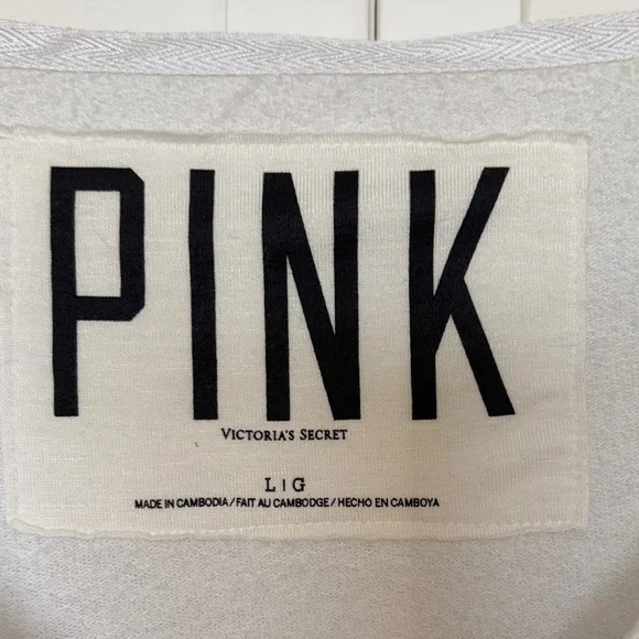 PINK Victoria's Secret White Sweatshirt with Multicolor Heart - Picture 3 of 3